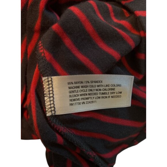 Mossimo Womens High-Low Dress S Red Gray Striped Casual Travel Comfort Midi - Picture 4 of 9